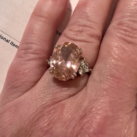 JTV BELLA LUCE Pink and White Diamond simulant rhodium over sterling silver ring - Picture 4 of 8